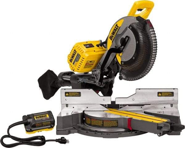 DeWALT - 15 Amp, 120 Volt, 3,800 RPM, 45° Right Double Bevel Sliding Miter Saw - 5/8" Arbor, 12" Blade Diam - A1 Tooling