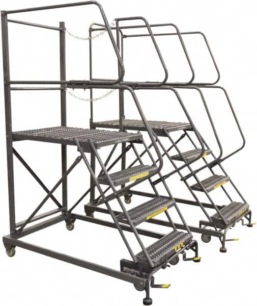 Ballymore - 96" 6 Step Single Entry Work Platform - Rolling Work Platform, 800 Lb Capacity, 60" Platform Height, 33" Base Width x 95" Base Depth, Grip Strut - A1 Tooling