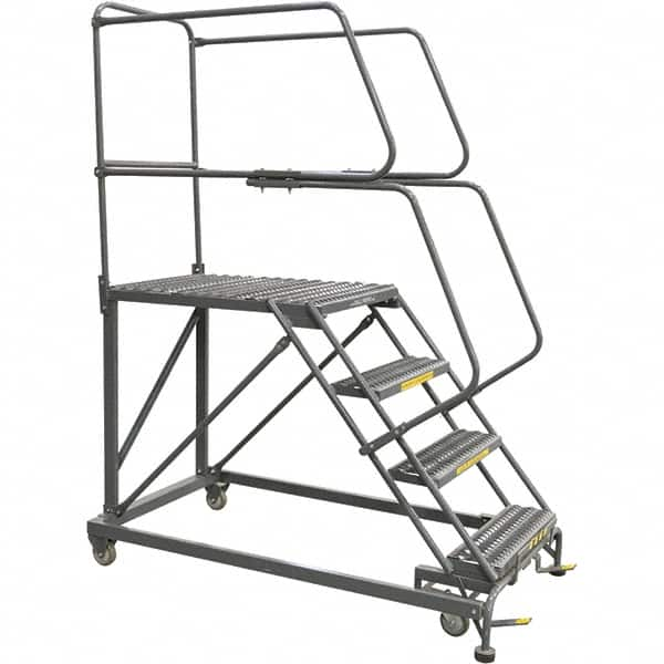 Ballymore - 76" 4 Step Single Entry Work Platform - Rolling Work Platform, 800 Lb Capacity, 40" Platform Height, 33" Base Width x 71" Base Depth, Grip Strut - A1 Tooling