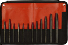 Mayhew - 12 Piece, 3/32 to 3/8", Center & Prick Punch Set - Hex Shank, Steel, Comes in Kit Bag - A1 Tooling