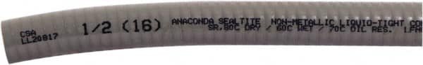 Anaconda Sealtite - 1/2" Trade Size, 1,000' Long, Flexible Liquidtight Conduit - PVC, 12.7mm ID, Gray - A1 Tooling