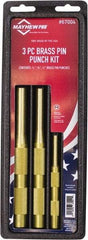 Mayhew - 3 Piece, 1/4 to 1/2", Pin Punch Set - Round Shank, Brass, Comes in Plastic Tray - A1 Tooling