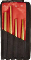 Mayhew - 4 Piece, 3/4 to 7/16", X-Long Punch - Round Shank, Brass, Comes in Kit Bag - A1 Tooling