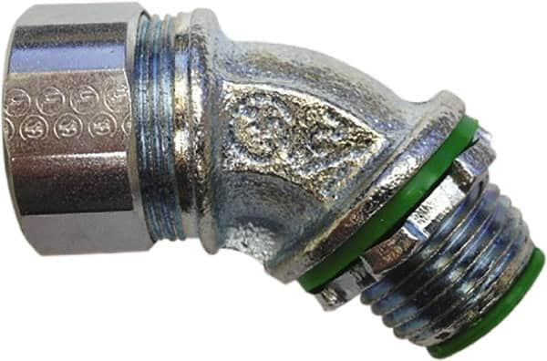 Anaconda Sealtite - 3/4" Trade, Zinc Plated Steel Threaded 45° Liquidtight Conduit Connector - Insulated - A1 Tooling