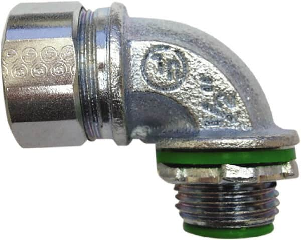 Anaconda Sealtite - 2" Trade, Zinc Plated Steel Threaded 45° Liquidtight Conduit Connector - Insulated - A1 Tooling