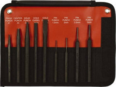 Mayhew - 9 Piece, 9/32 to 5/32", Pin Punch Set - Hex Shank, Steel, Comes in Kit Bag - A1 Tooling