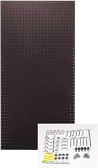 Triton - 24" Wide x 48" High Peg Board Kit - 1 Panel, 36 Hooks, Tempered Hardboard, Black - A1 Tooling