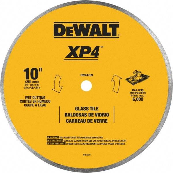 DeWALT - 10" Diam, 15.88mm Arbor Hole Diam, Continuous Edge Tooth Wet & Dry Cut Saw Blade - Steel, Smooth Action, Standard Round Arbor - A1 Tooling