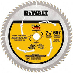 DeWALT - 7-1/4" Diam, 15.88mm Arbor Hole Diam, 60 Tooth Wet & Dry Cut Saw Blade - Steel, Smooth Action, Standard Round Arbor - A1 Tooling