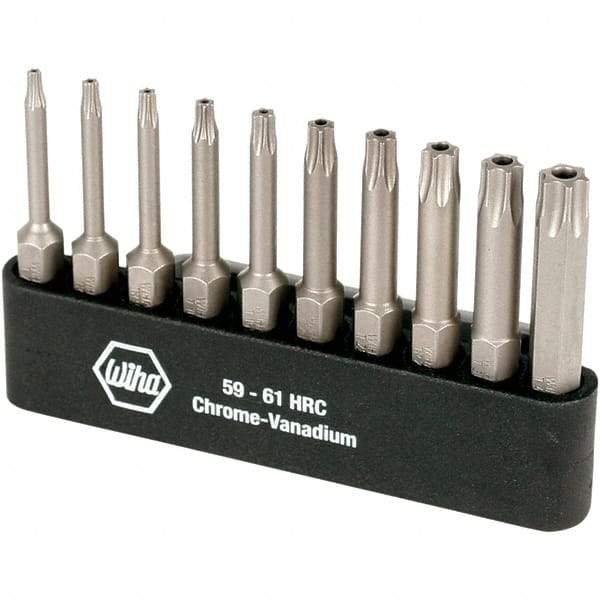 Wiha - 10 Piece, 1/4" Drive Screwdriver Torx Insert Bit Set - Tamperproof 7 to 40 Torx - A1 Tooling