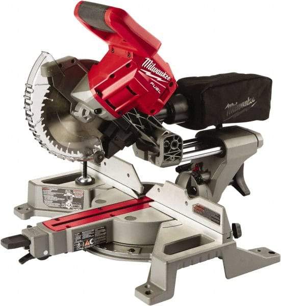 Milwaukee Tool - 5 Amp, 18 Volt, 5,000 RPM, 48° Left & Right Double Bevel Sliding Miter Saw - 5/8" Arbor, 7-1/4" Blade Diam, Includes Blade Wrench & Blade - A1 Tooling