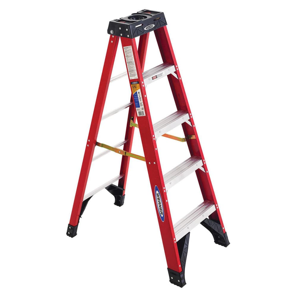 4-Step Ladder: Fiberglass, Type IAA, 375 lb Capacity, 5' OAH 21.6″ Base Width