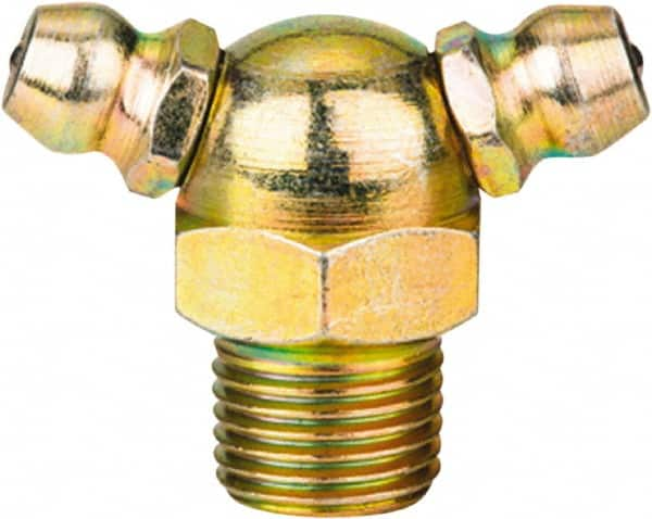 lumax - 70° Head Angle, 1/8 PTF Steel Grease Fitting Adapter - 1/2" Hex, 0.85" Overall Height, 0.29" Shank Length - A1 Tooling