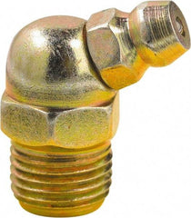 lumax - 45° Head Angle, 1/8 PTF Steel Grease Fitting Adapter - 7/16" Hex, 0.89" Overall Height, 0.29" Shank Length - A1 Tooling