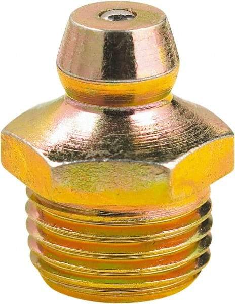 lumax - Straight Head Angle, 1/8 PTF Steel Grease Fitting Adapter - 7/16" Hex, 0.63" Overall Height, 0.28" Shank Length - A1 Tooling