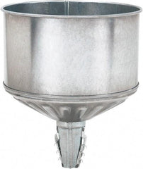 lumax - 256 oz Capacity Steel Funnel - 9-1/2" Mouth OD, 1-1/4" Tip OD, 3-3/4" Straight Spout, Silver - A1 Tooling