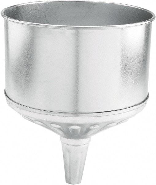 lumax - 256 oz Capacity Steel Funnel - 9-1/2" Mouth OD, 1-1/4" Tip OD, 3-3/4" Straight Spout, Silver - A1 Tooling