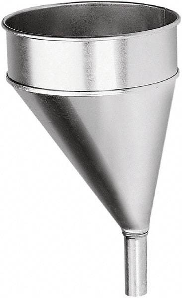 lumax - 204 oz Capacity Steel Funnel - 8-1/2" Mouth OD, 1-1/8" Tip OD, 3-1/4" Straight Spout, Silver - A1 Tooling