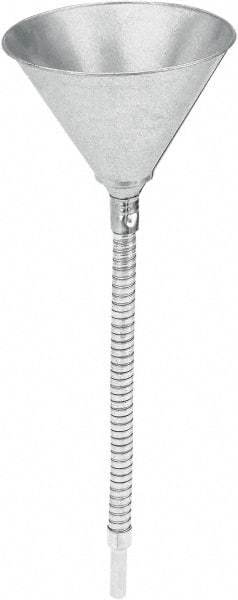 lumax - 16 oz Capacity Steel Funnel - 6" Mouth OD, 1/2" Tip OD, 13-1/4" Flexible Spout, Silver - A1 Tooling