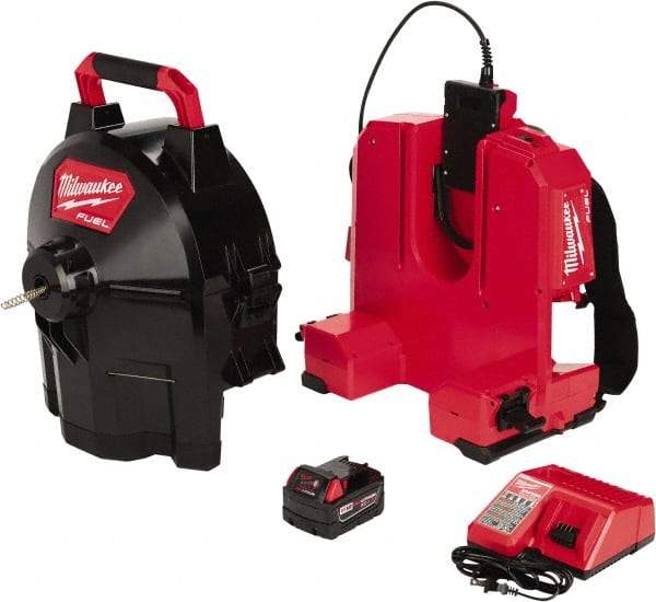 Milwaukee Tool - 18V Battery Battery Drain Cleaning Machine - For 1-1/4" to 4" Pipe, 75' Cable - A1 Tooling