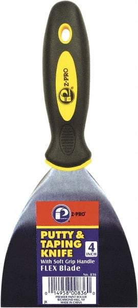 Premier Paint Roller - 4" Wide Spring Blade Steel Taping Knife - Stiff, Soft Grip Plastic Handle, 8.343" OAL - A1 Tooling