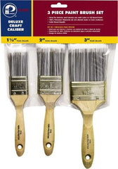 Premier Paint Roller - 1-1/2, 2 & 3" Flat Polyester General Purpose Paint Brush Set - 2-1/4 & 2-1/2 & 3" Bristle Length, 6 & 6-1/2" Wood Beavertail Handle - A1 Tooling