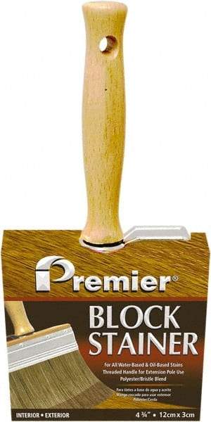 Premier Paint Roller - 5" Flat Polyester/Natural Stainer Brush - 3" Bristle Length, 5-1/4" Wood Threaded Wood Handle - A1 Tooling