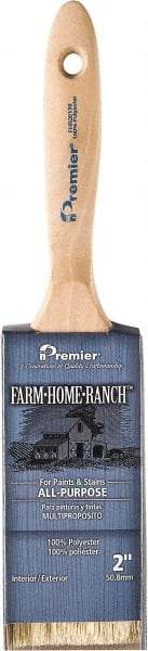 Premier Paint Roller - 2" Flat Polyester General Purpose Paint Brush - 2-1/2" Bristle Length, 5-1/2" Wood Beavertail Handle - A1 Tooling