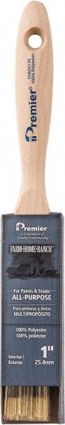 Premier Paint Roller - 1" Flat Polyester General Purpose Paint Brush - 2-1/4" Bristle Length, 5-1/4" Wood Beavertail Handle - A1 Tooling