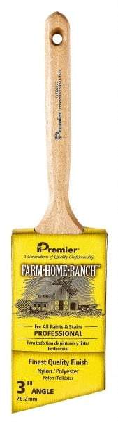 Premier Paint Roller - 3" Angled Nylon/Polyester Angular Brush - 3-1/4" Bristle Length, 7-1/2" Wood Sash Handle - A1 Tooling