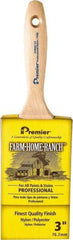 Premier Paint Roller - 3" Flat Nylon/Polyester General Purpose Paint Brush - 3-1/4" Bristle Length, 5-1/2" Wood Beavertail Handle - A1 Tooling