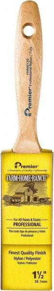 Premier Paint Roller - 1-1/2" Flat Nylon/Polyester General Purpose Paint Brush - 2-1/2" Bristle Length, 4-3/4" Wood Beavertail Handle - A1 Tooling