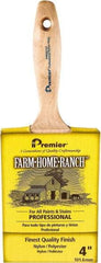 Premier Paint Roller - 4" Flat Nylon/Polyester General Purpose Paint Brush - 3-1/2" Bristle Length, 5-3/4" Wood Beavertail Handle - A1 Tooling