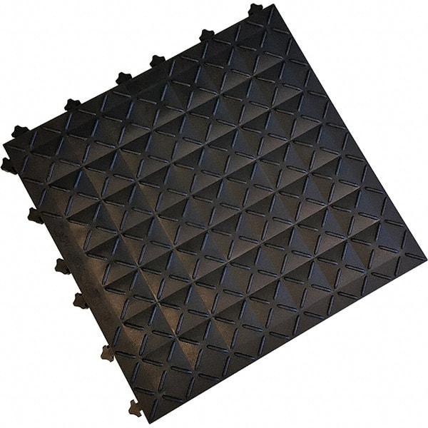 Ergo Advantage - 18" Long x 18" Wide x 1" Thick, Anti-Fatigue Modular Matting Anti-Fatigue Flooring - 2 Interlocking Sides, Black, For Dry Areas - A1 Tooling