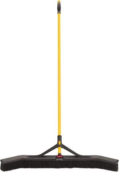 Rubbermaid - 36" Medium Duty Polypropylene Push Broom - 3" Bristle Length, Foam Block, Threaded Handle Connection, Handle Included - A1 Tooling