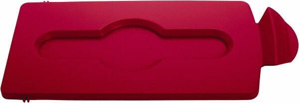 Rubbermaid - Rectangle Lid for Use with 23 Gal Rectangular Recycle Containers - Red, Polypropylene, For Slim Jim Trash Cans - A1 Tooling