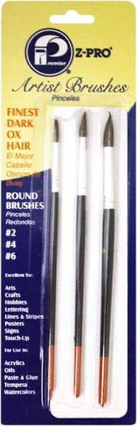 Premier Paint Roller - #2, #4, #6 Ox Hair Artist's Paint Brush - 1/2, 9/16, 7/8" Bristle Length, 6" Wood Handle - A1 Tooling