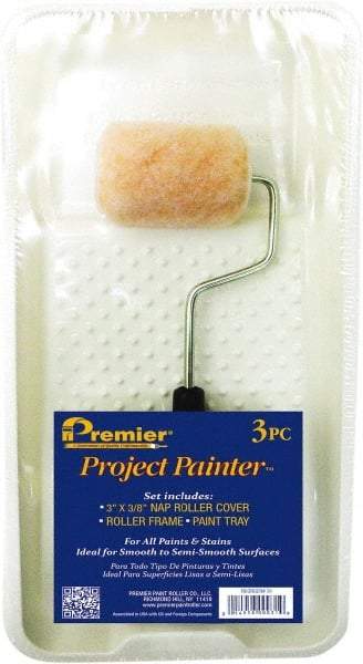 Premier Paint Roller - 14-3/4" Long, 3/8" Nap, Wall Paint Roller Set - 7-1/2" Wide, Steel Frame, Includes Paint Tray, Roller Cover & Frame - A1 Tooling