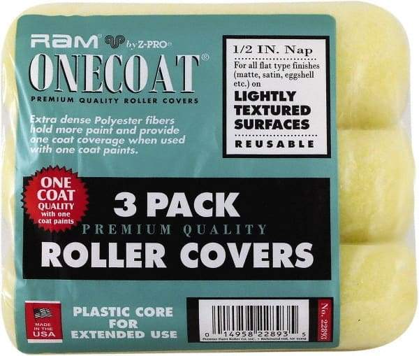 Premier Paint Roller - 1/2" Nap, 9" Wide Paint Mini Roller Covers - Semi-Rough Texture, Polyester - A1 Tooling