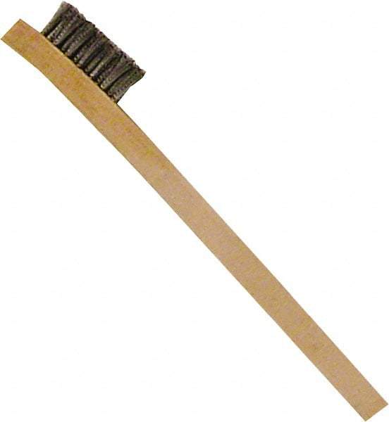 Premier Paint Roller - Stainless Steel Surface Preparation Wire Brush - 1/2" Bristle Length, 1/2" Wide, 8" OAL, Wood Block, Straight Wood Handle - A1 Tooling