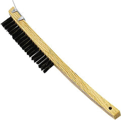 Premier Paint Roller - Steel Surface Preparation Wire Brush - 1" Bristle Length, 1" Wide, 14" OAL, Wood Block, Long Wood Handle - A1 Tooling