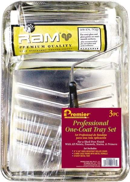 Premier Paint Roller - 14" Long, 3/8" Nap, Wall Paint Roller Set - 9" Wide, Steel Frame, Includes Paint Tray, Roller Cover & Frame - A1 Tooling