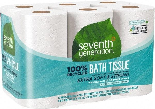 Seventh Generation - 960' Roll Length x 4" Sheet Width, Standard Roll Toilet Tissue - 240 Sheets per Roll, 2 Ply, White, Recycled Fiber - A1 Tooling