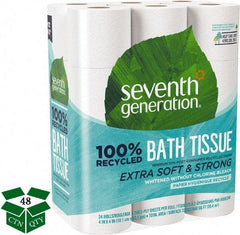 Seventh Generation - 960' Roll Length x 4" Sheet Width, Standard Roll Toilet Tissue - 240 Sheets per Roll, 2 Ply, White, Recycled Fiber - A1 Tooling