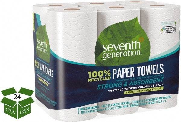 Seventh Generation - Perforated Roll of 2 Ply White Paper Towels - 11" Wide, No Added Dyes or Fragrances, 100% Recycled - A1 Tooling