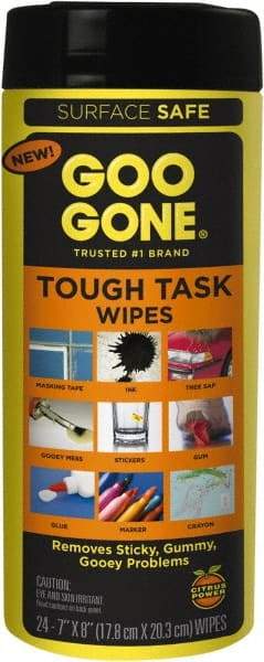 Goo Gone - Pre-Moistened General Purpose Wipes - Canister, 7" x 8" Sheet Size, White - A1 Tooling