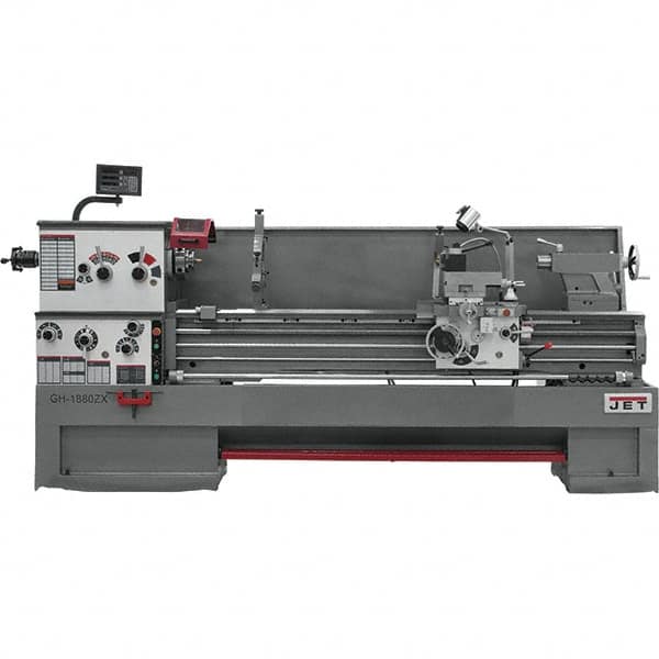 Jet - 18" Swing, 80" Between Centers, 230/460 Volt, Triple Phase Toolroom Lathe - 7MT Taper, 7-1/2 hp, 25 to 1,800 RPM, 3-1/8" Bore Diam, 44" Deep x 66" High x 136" Long - A1 Tooling