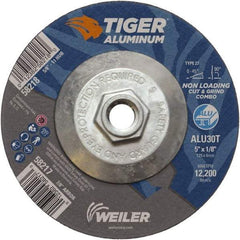 Weiler - 5" 30 Grit Aluminum Oxide/Silicon Carbide Blend Cutoff Wheel - 1/8" Thick, 5/8-11 Arbor, 12,200 Max RPM, Use with Angle Grinders - A1 Tooling