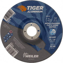 Weiler - 6" 30 Grit Aluminum Oxide/Silicon Carbide Blend Cutoff Wheel - 1/8" Thick, 7/8" Arbor, 10,200 Max RPM, Use with Angle Grinders - A1 Tooling