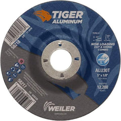 Weiler - 5" 30 Grit Aluminum Oxide/Silicon Carbide Blend Cutoff Wheel - 1/8" Thick, 7/8" Arbor, 12,200 Max RPM, Use with Angle Grinders - A1 Tooling